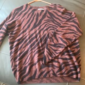 Burgandy and blackish zebra cashmere sweater.